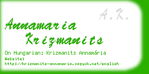 annamaria krizmanits business card