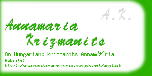 annamaria krizmanits business card